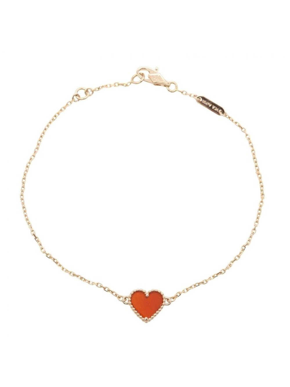 Van Cleef & Arpels Bracelet Sweet Alhambra Heart 17.5 18k Pink Gold Carnelian